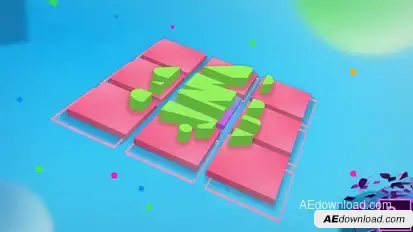 3D Mosaic Color Logo Premiere Pro template preview