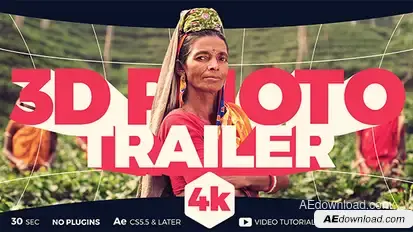 3D Photo Trailer Video Displays template preview