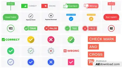 Checkmark, Cross, Check Box Animation Pack - PR Premiere Pro template preview