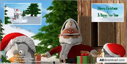Christmas Penguins V2 Video Displays template preview