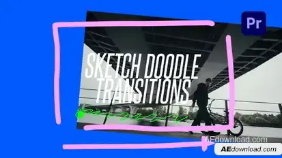 Colorful Doodles Transitions Premiere Pro template preview