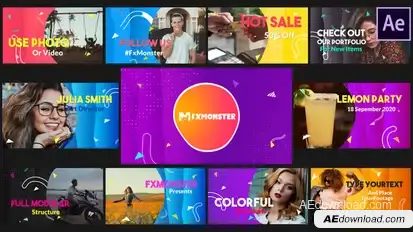 Colorful Slideshow | After Effects Video Displays template preview