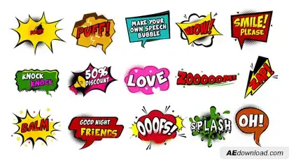 Comic Speech Bubbles Video Displays template preview