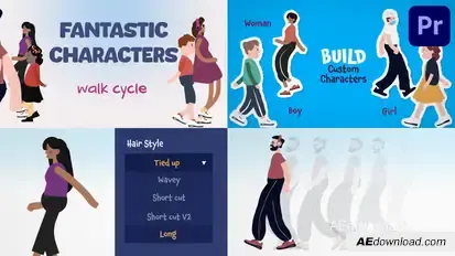 Fantastic Characters Walk Cycles for Premiere Pro Premiere Pro template preview