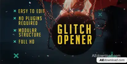 Glitch Opener Video Displays template preview