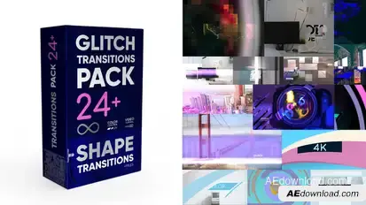 Glitch Transitions Pack 4K. Video Displays template preview