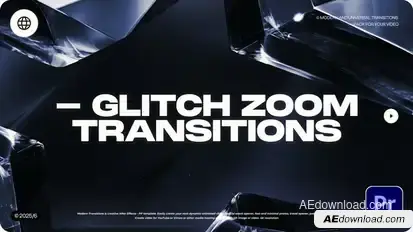 Glitch Zoom Transitions Premiere Pro template preview