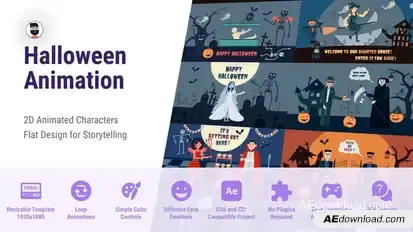 Halloween Character And Background MOGRT PR Premiere Pro Premiere Pro template preview