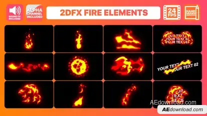 Hand Drawn Fire Elements Pack | After Effects Video Displays template preview