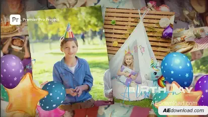Happy Birthday Photo Slideshow | MOGRT Premiere Pro template preview