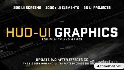HUD - UI Graphics for FILM, TV and GAMES Video Displays template preview