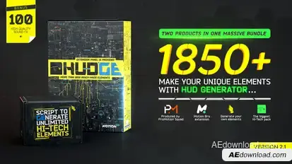 HUDGE | Generator of Hi-Tech Elements | 1850+ HUD UI Video Displays template preview