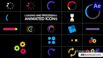 Loading And Processing Animated Icons for After Effects Elements template preview