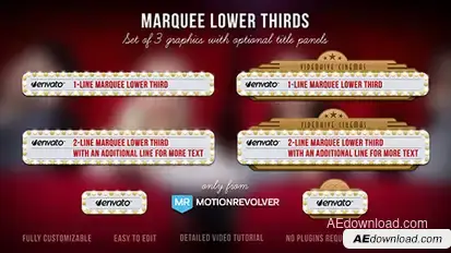Marquee Lights Lower Thirds Video Displays template preview