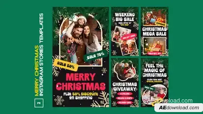 Merry Christmas Instagram Stories MOGRT Premiere Pro template preview