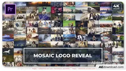 Mosaic Photo Logo Reveal Premiere Pro template preview