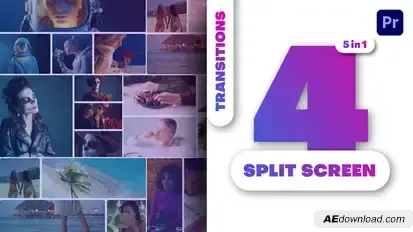 Multiscreen Transitions | Split Screen Premiere Pro template preview