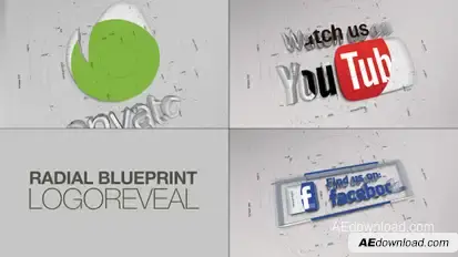 Radial BluePrint LogoReveal Video Displays template preview