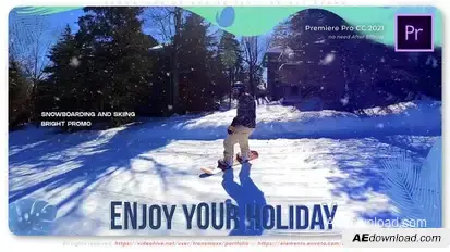 Snowboarding and Skiing - Bright Promo Premiere Pro template preview