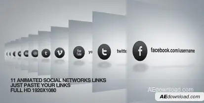 Social network links Video Displays template preview