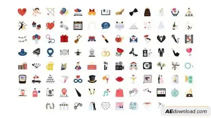 Videohive 100 Wedding Icons Infographics template preview