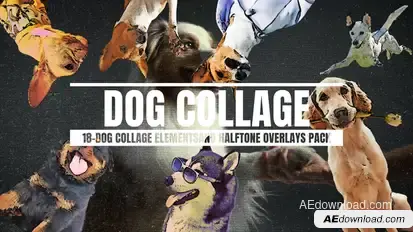 18-dog Collage Elements And Halftone Overlays Elements template preview
