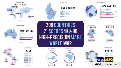 209 Countries Map Infographics Pack Infographics template preview