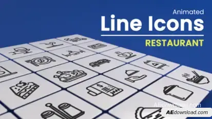 50 Animated Restaurant Line Icons Infographics template preview