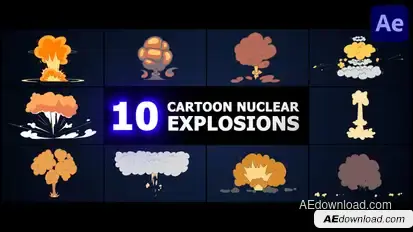 Cartoon Nuclear Explosions | After Effects Elements template preview