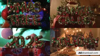 Christmas 3D Fir Tree Typography Letters Pack Elements template preview