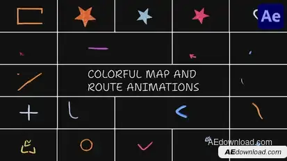 Colorful Map And Route Animations | After Effects Elements template preview