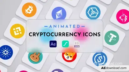 Cryptocurrency Animated Icon Pack Elements template preview