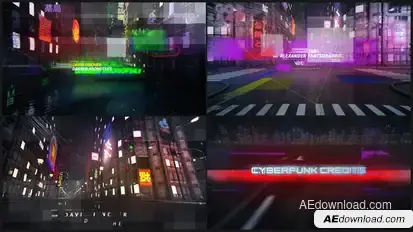 Cyberpunk Credits Titles template preview