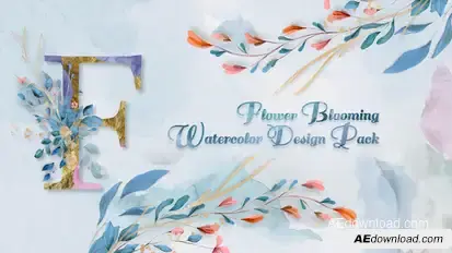 Flower Blooming Watercolor Design Pack Elements template preview