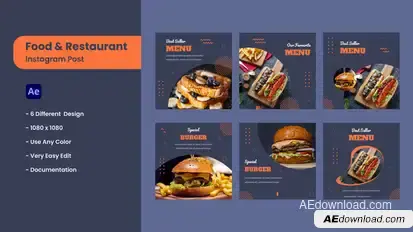 Food & Restaurant Instagram Post Elements template preview