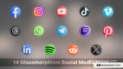 Glassmorphism Social Media Icons Elements template preview