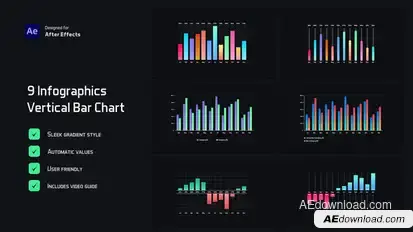 Gradient Vertical Bar Infographics Infographics template preview