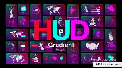 HUD Gradient Maps Infographics template preview