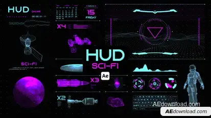 HUD Sci-Fi for After Effects Infographics template preview