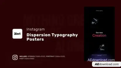Instagram Dispersion Typography Posters Video Displays template preview
