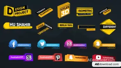 Isometric Titles Pack Titles template preview