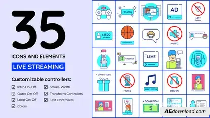 Live Streaming Icons and Elements Elements template preview