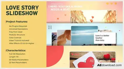 Love Story Slideshow Video Displays template preview