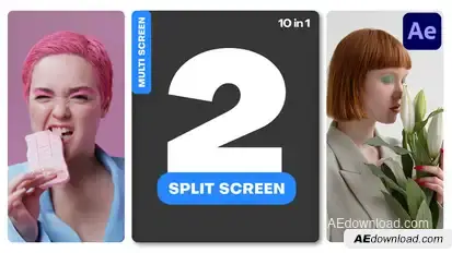 Multiscreen - 2 Split Screen Video Displays template preview
