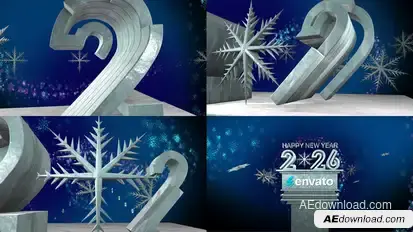 New Year Greetings 2026 With Snowflake Elements template preview