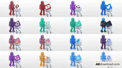 Retro Cartoon Robot Shopping Logo Reveal Bundle Logo Stings template preview