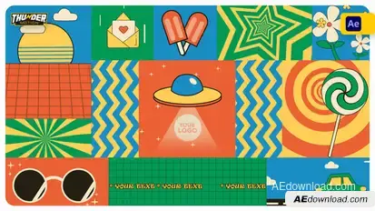 Retro Collage Background Elements template preview