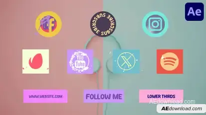 Social Media Lower Thirds for After Effects Elements template preview
