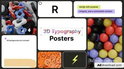 Typography Posters 3D Video Displays template preview