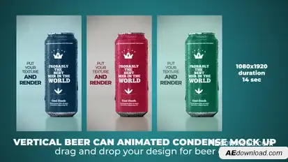 Vertical Beer Can Animated Condense Mock Up Product Promo template preview